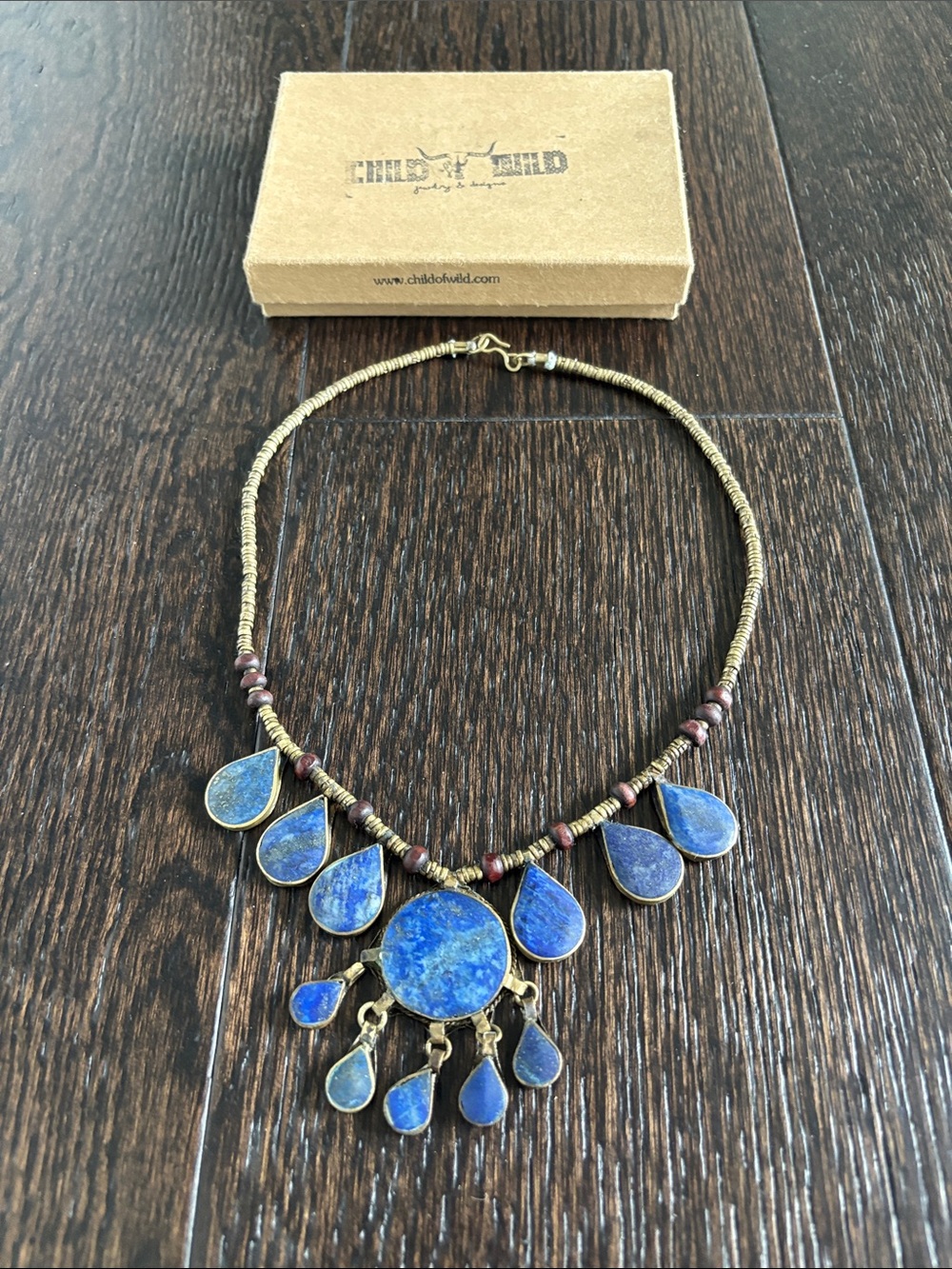 Child of Wild Lapis Blue Teardrop & Round Statement Necklace
